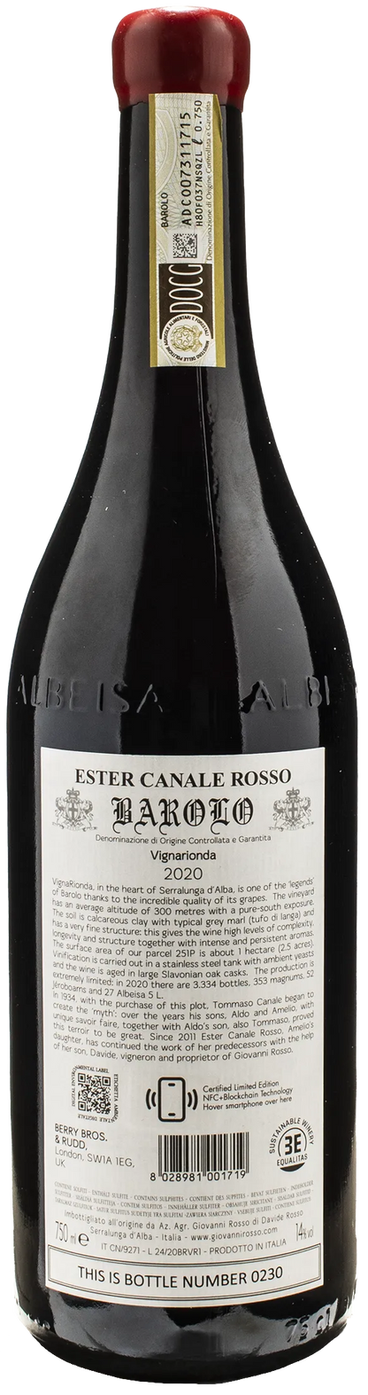 Giovanni Rosso Barolo Vigna Rionda Ester Canale Rosso 2020