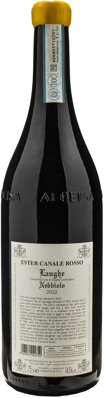 Giovanni Rosso Langhe Nebbiolo Ester Canale Rosso 2022
