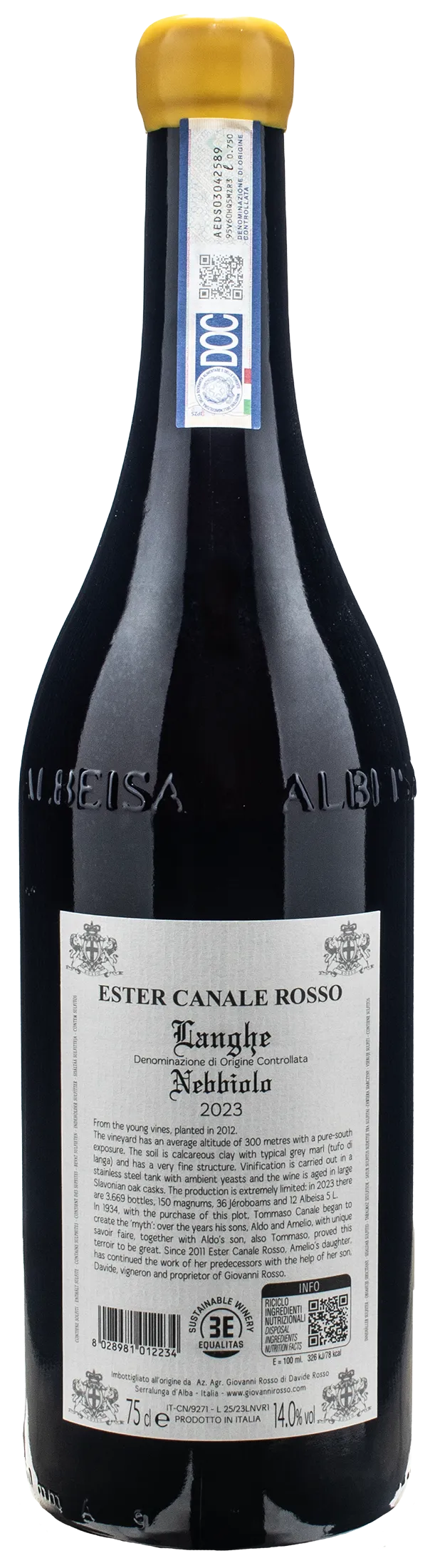 Giovanni Rosso Langhe Nebbiolo Ester Canale Rosso 2023