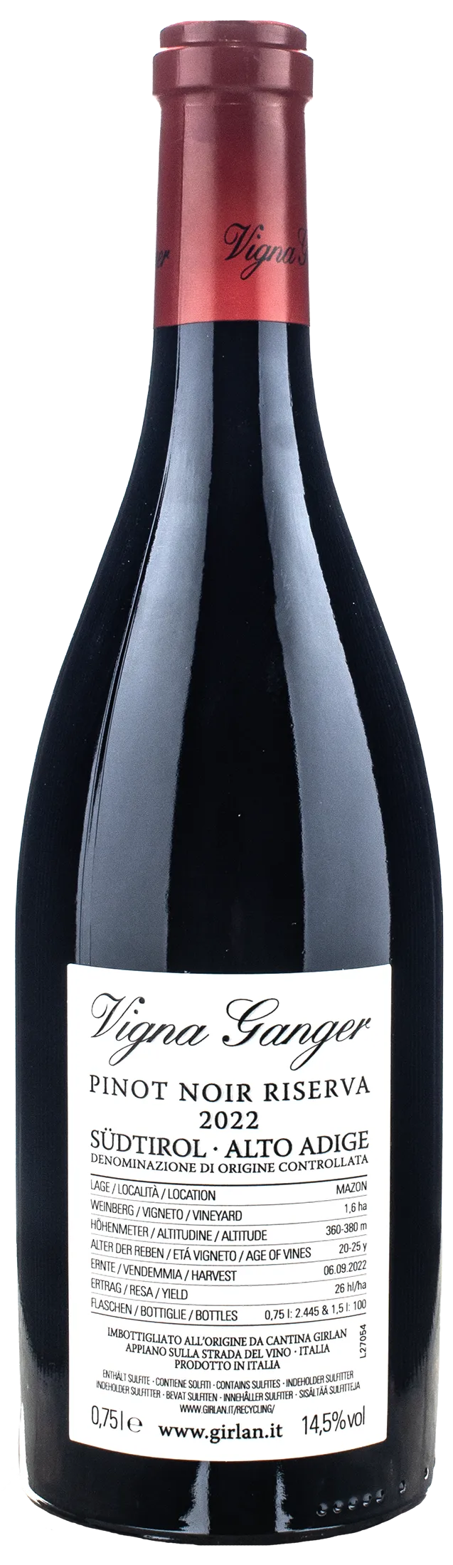Girlan Vigna Ganger Pinot Noir Mazon Riserva 2022