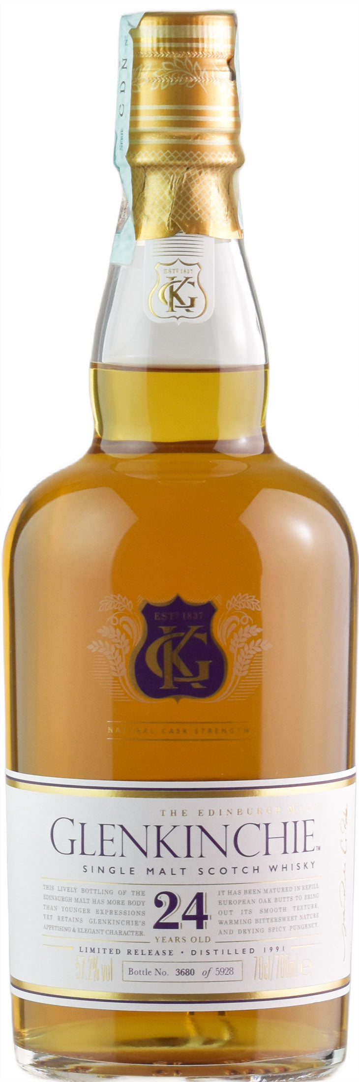 Glenkinchie Single Malt Scotch Whisky Natural Cask Strength Limited Release 24 Anni