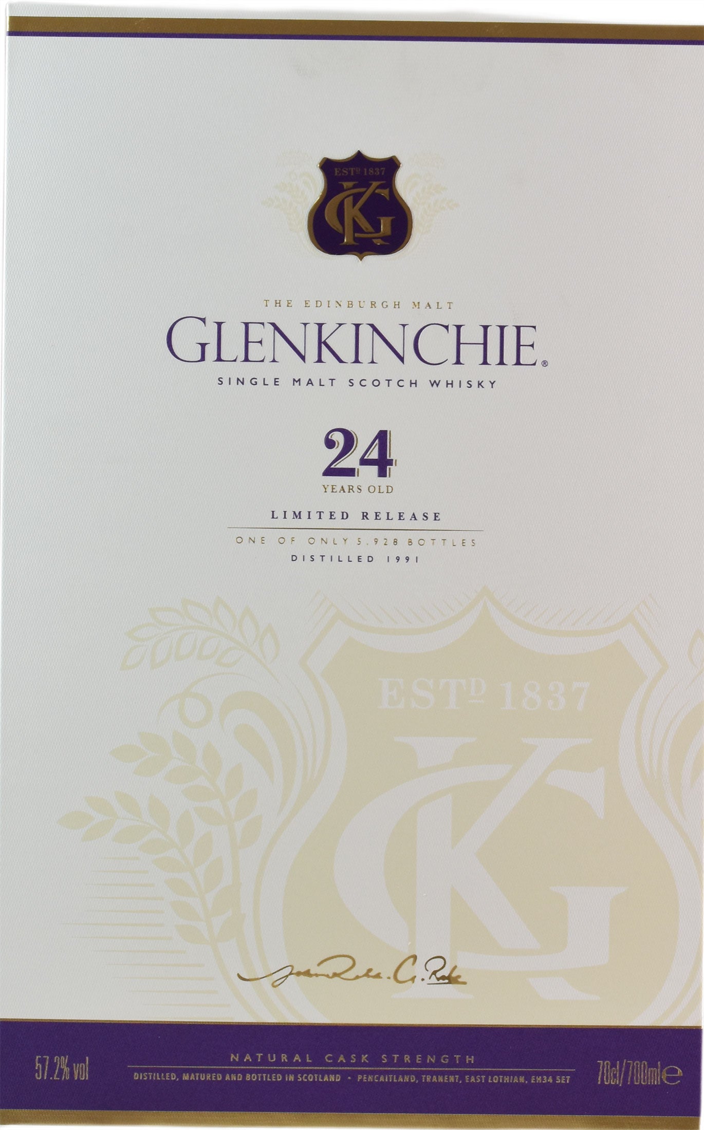 Glenkinchie Single Malt Scotch Whisky Natural Cask Strength Limited Release 24 Anni