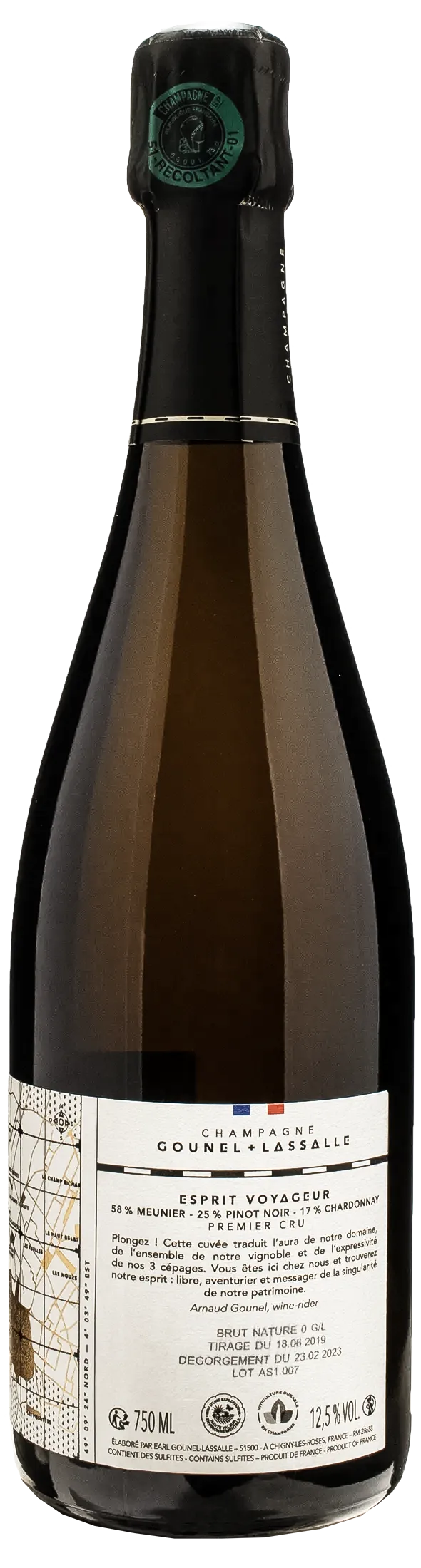 Gounel Lassalle Champagne Esprit Voyageur 1er Cru Brut Nature