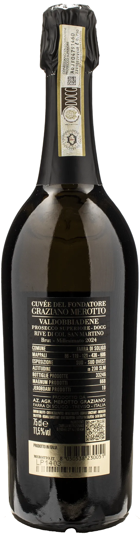 Graziano Merotto Valdobbiadene Prosecco Rive Col San Martino Cuvee del Fondatore Brut 2024