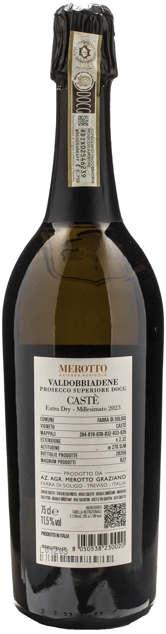 Graziano Merotto Valdobbiadene Prosecco Superiore Castè Extra Dry Millesimato 2023