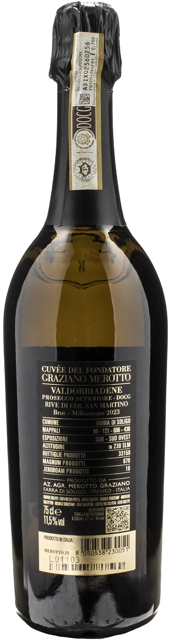 Graziano Merotto Valdobbiadene Prosecco Superiore Rive Col San Martino Cuvée del Fondatore 2023