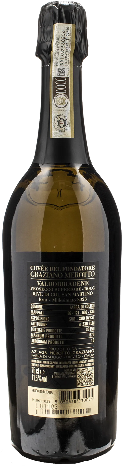 Graziano Merotto Valdobbiadene Prosecco Superiore Rive Col San Martino Cuvée del Fondatore 2023