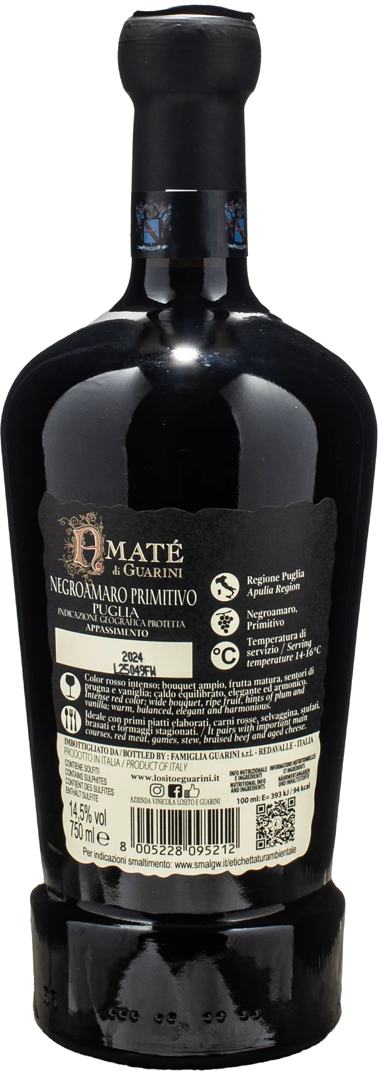 Guarini Appassimento Sigillo Oro Amaté negroamaro Primitivo 2024