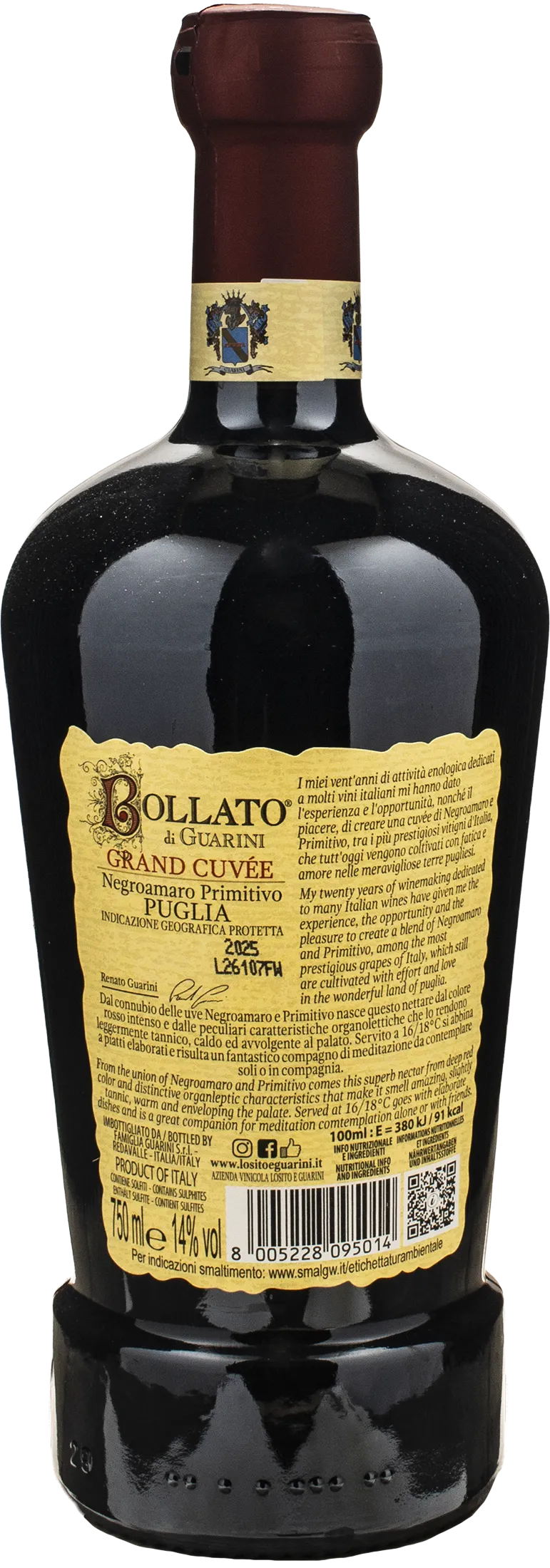 Guarini Negroamaro Primitivo Bollato Grand Cuvee 2025
