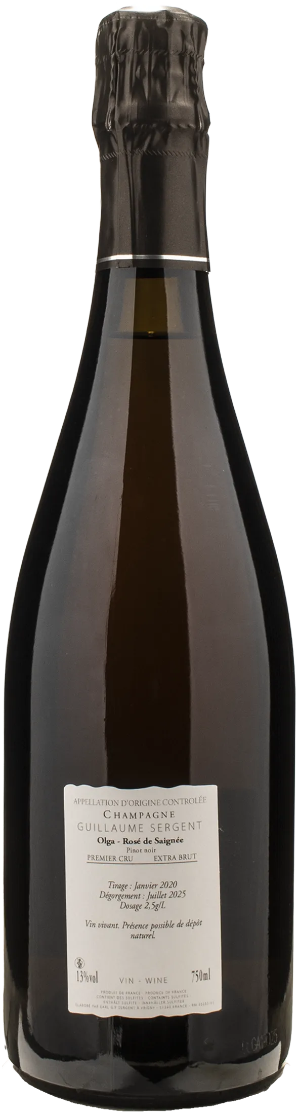 Guillaume Sergent Champagne 1er Cru Rosè De Saignèe Extra Brut Olga