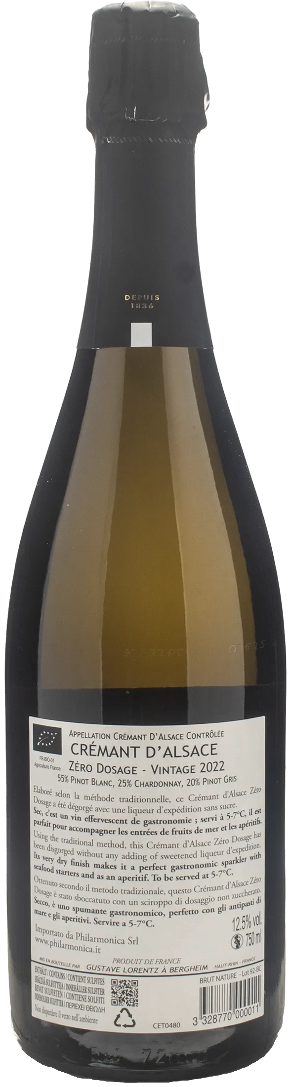 Gustave Lorentz Cremant d'Alsace Zero Dosage 2022