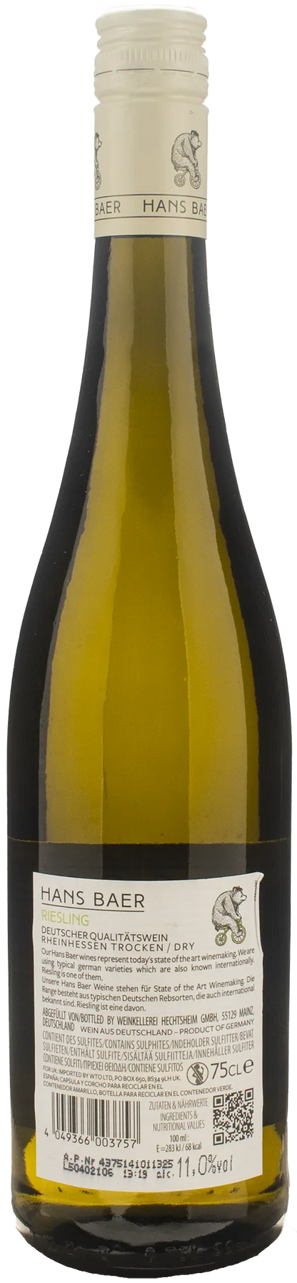 Hans Baer Rheinhessen Riesling Troken Dry 2024