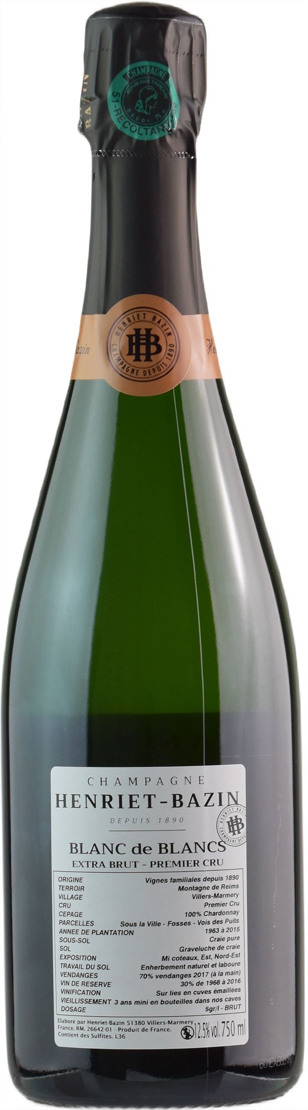 Henriet Bazin Champagne 1er Cru Blanc de Blancs Extra Brut