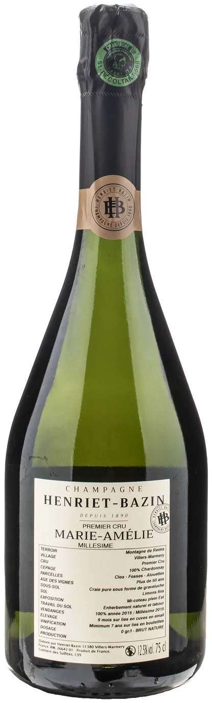 Henriet Bazin Champagne 1er Cru Blanc de Blancs Marie Amelie Brut Nature Millesime 2015
