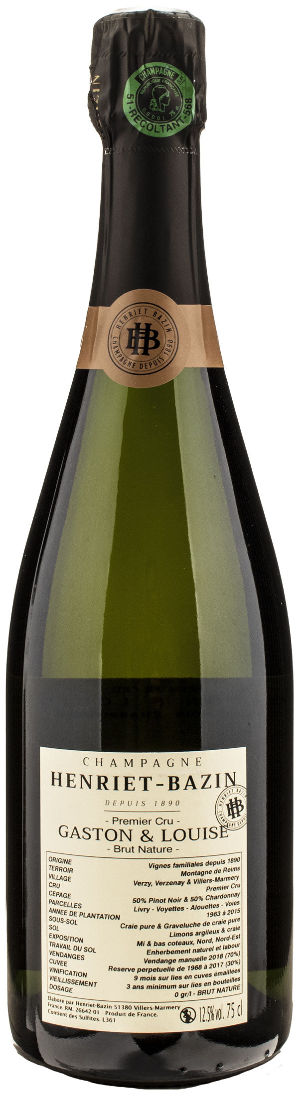 Henriet Bazin Champagne 1er Cru Cuvée Gaston & Louise Brut Nature