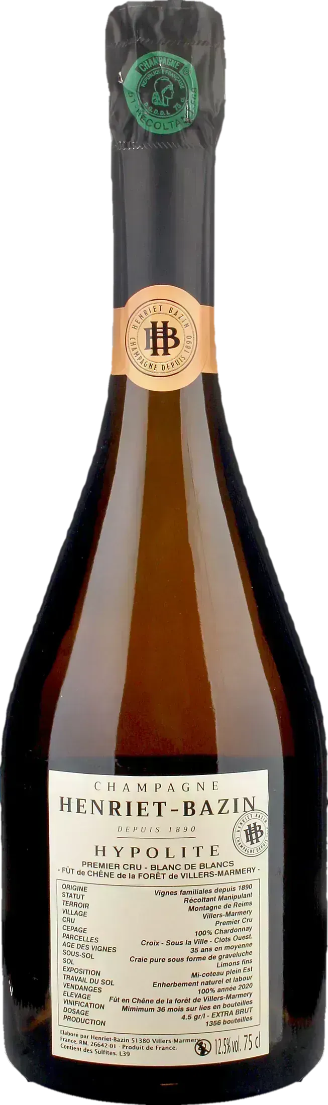 Henriet Bazin Champagne Hypolite Fut de Chene 1er Cru Blanc De Blancs Extra Brut