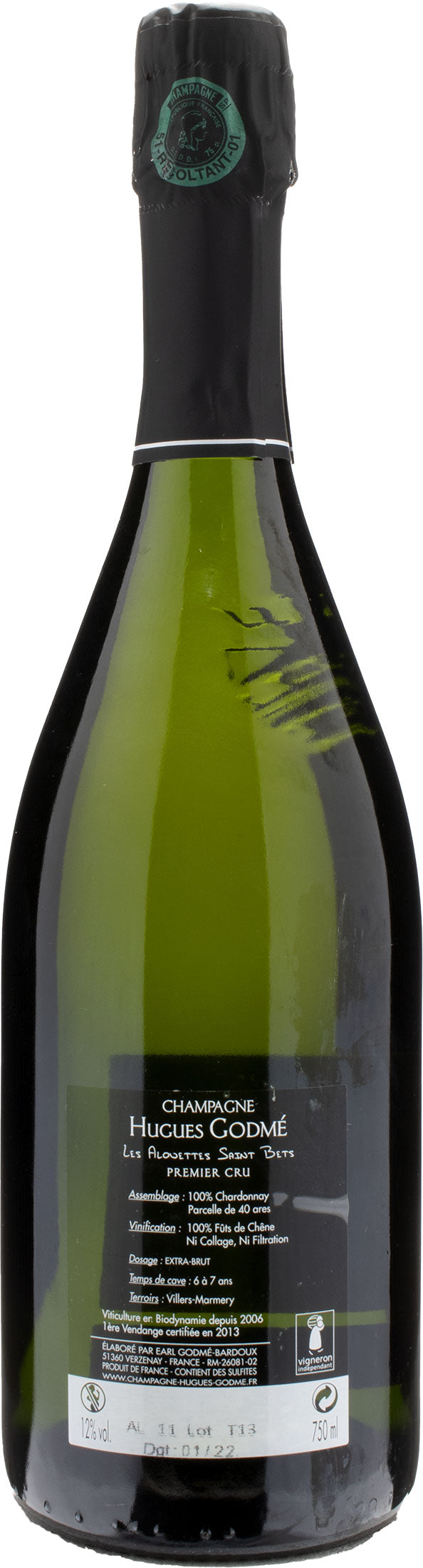 Hugues Godmé Champagne 1er Cru Les Alouettes Saint Bets Extra Brut Vintage 2011