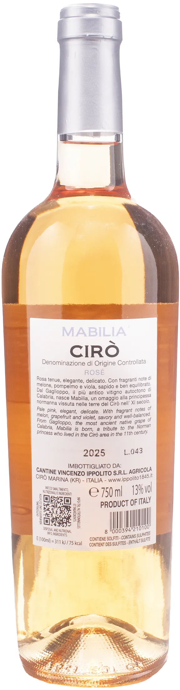 Ippolito 1845 Ciro Rosè Mabilia 2025