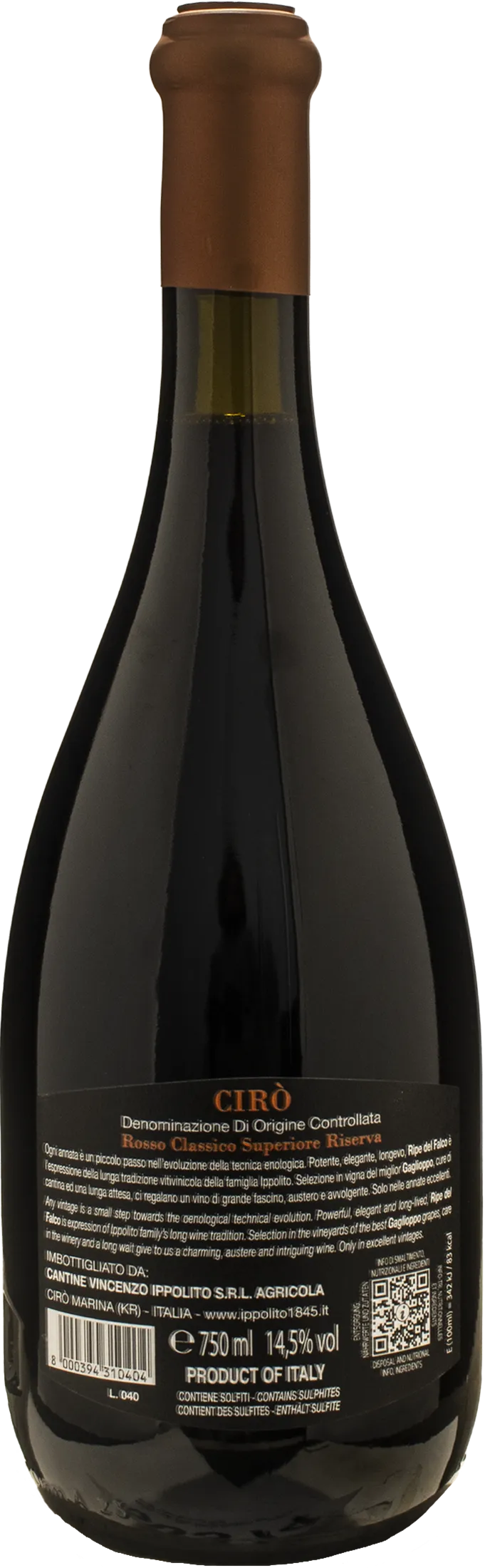 Ippolito 1845 Ciro Rosso Classico Superiore Ripe del Falco Riserva 2018