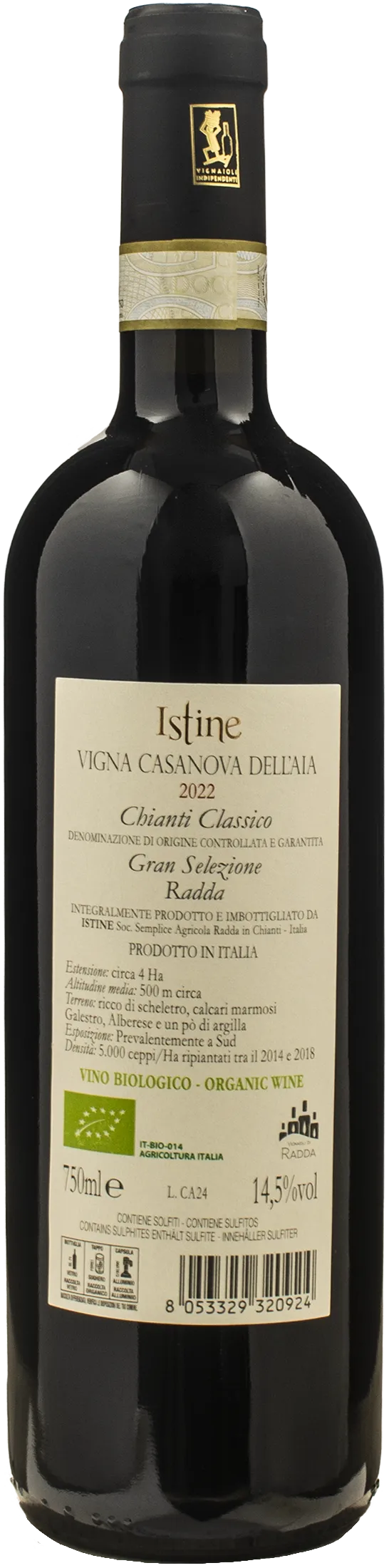 Istine Chianti Classico Radda Gran Selezione Vigna Casanova dell'Aia 2022