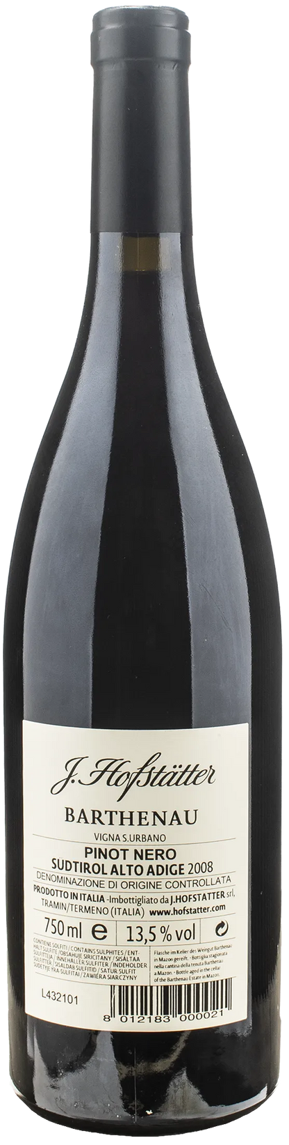 J. Hofstatter Barthenau Pinot Nero Vigna S. Urbano 2008