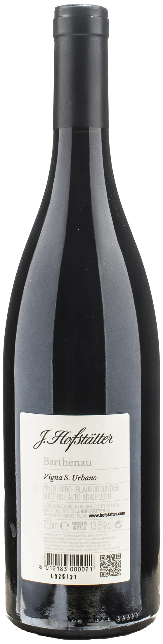 J. Hofstatter Barthenau Pinot Nero Vigna S. Urbano 2010