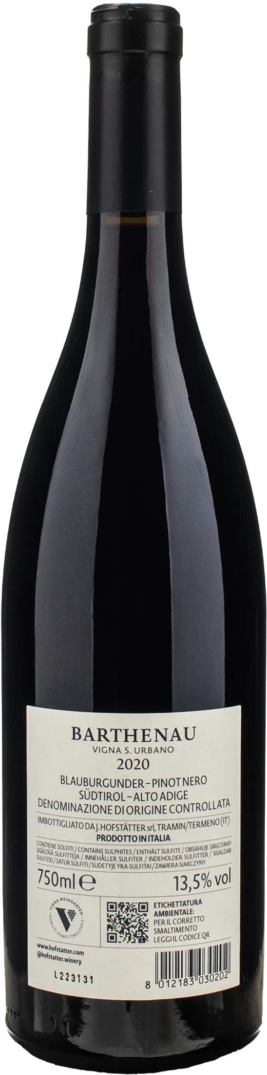 J. Hofstatter Barthenau Pinot Nero Vigna S. Urbano 2020