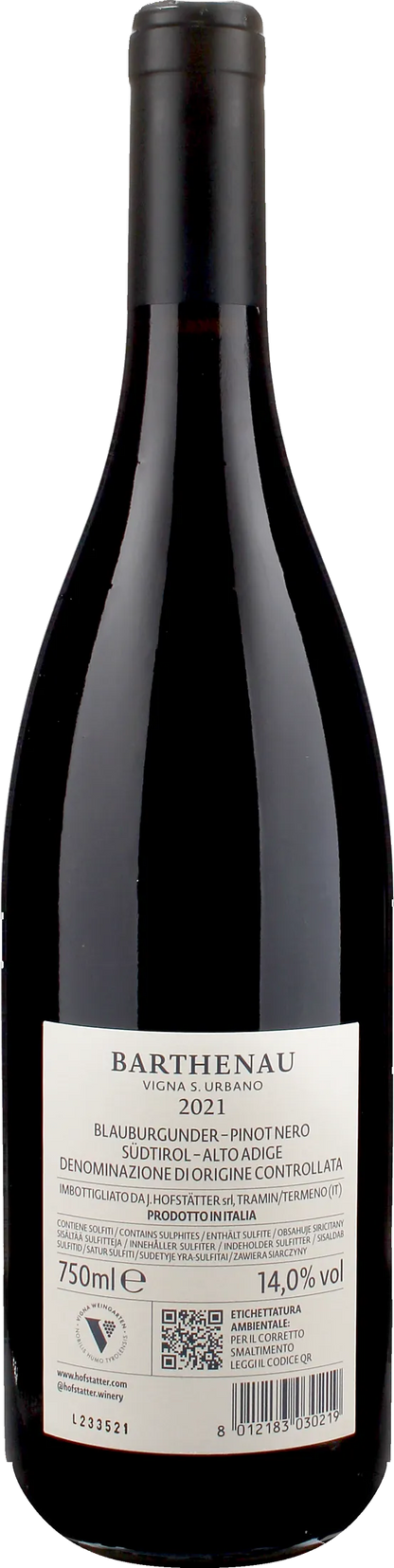 J. Hofstatter Barthenau Pinot Nero Vigna S. Urbano 2021
