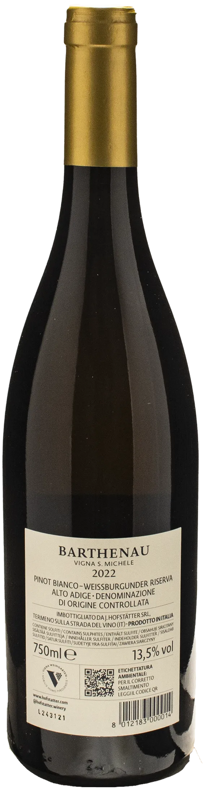 J. Hofstatter Barthenau Vigna S.Michele Pinot Bianco 2022