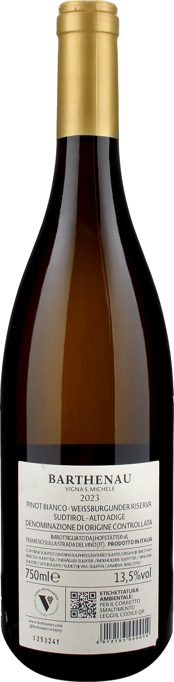 J. Hofstatter Barthenau Vigna S.Michele Pinot Bianco 2023