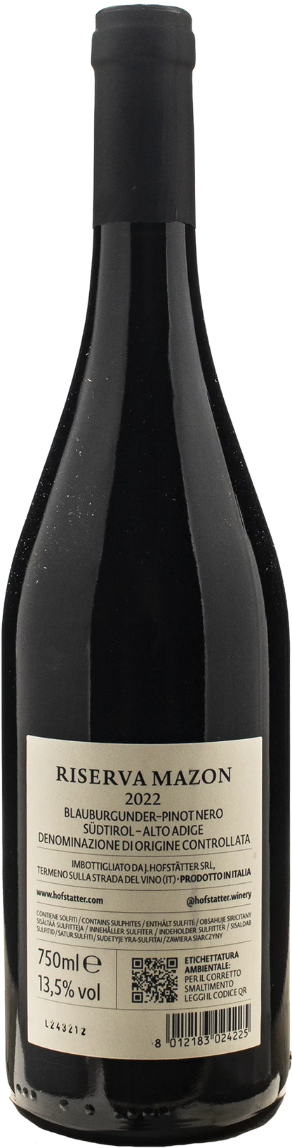 J. Hofstatter Pinot Nero Riserva Mazon 2022
