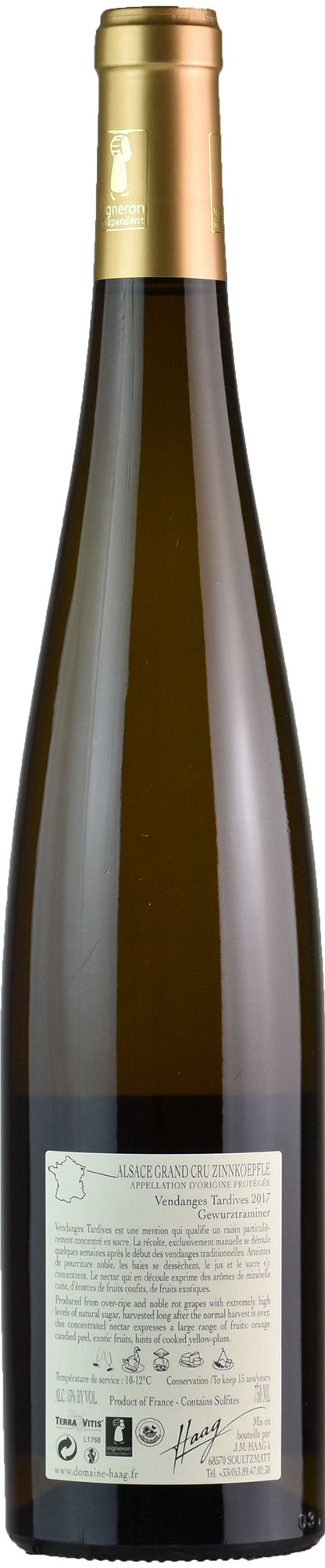 Jean-Marie Haag Alsace Grand Cru Gewurztraminer Zinnkoepflé Vendanges Tardives 2017