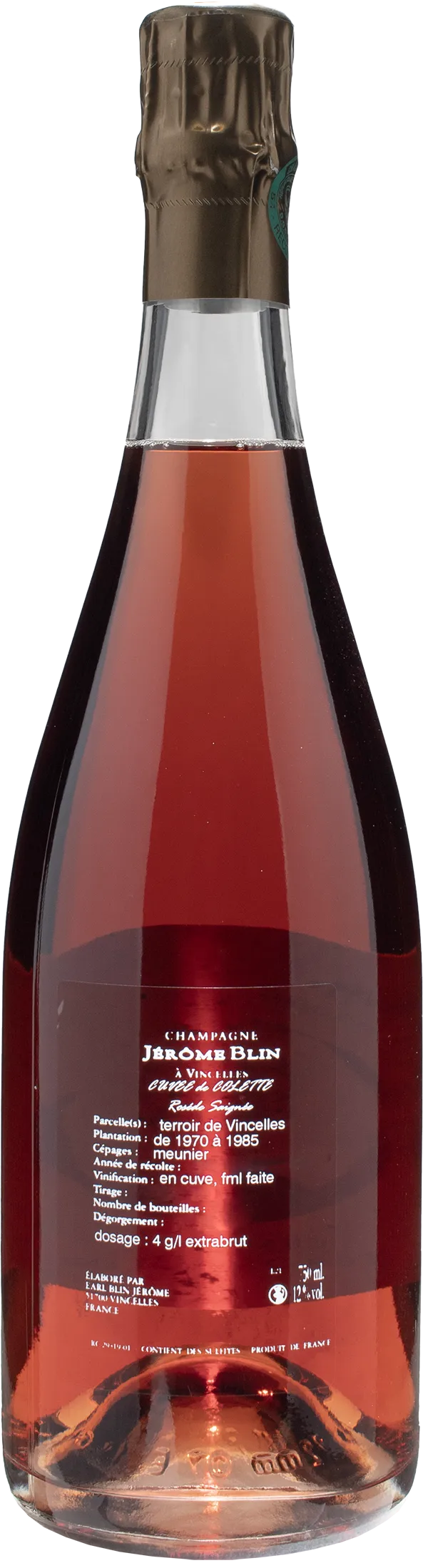 Jerome Blin Champagne Rosé de Saignée Cuvée de Colette Extra Brut