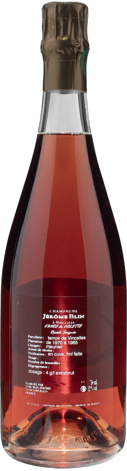 Jerome Blin Champagne Rosé de Saignée Cuvée de Colette Extra Brut
