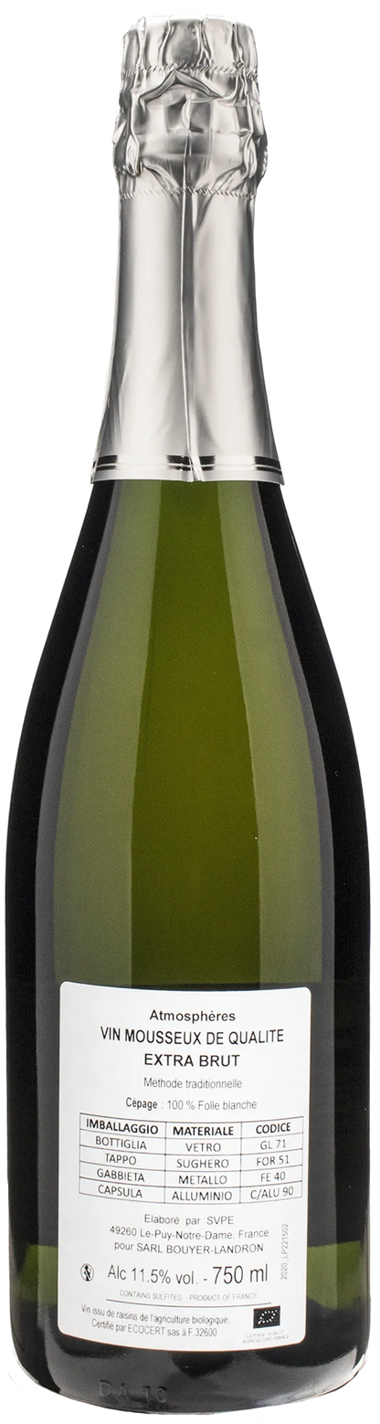 Jo Landron Vin Mousseux Atmosphères Mèthode Traditionnelle Extra Brut