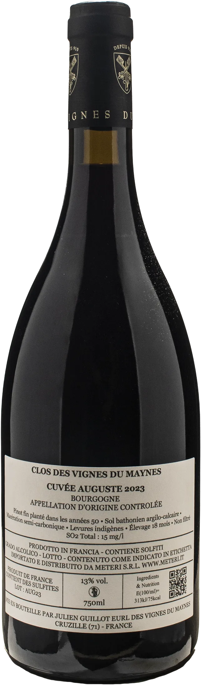 Julien Guillot Clos des Vignes du Maynes Bourgogne Rouge Cuvee Auguste 2023