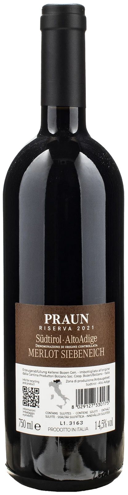 Kellerei Bozen Praun Siebeneich Merlot Riserva 2021