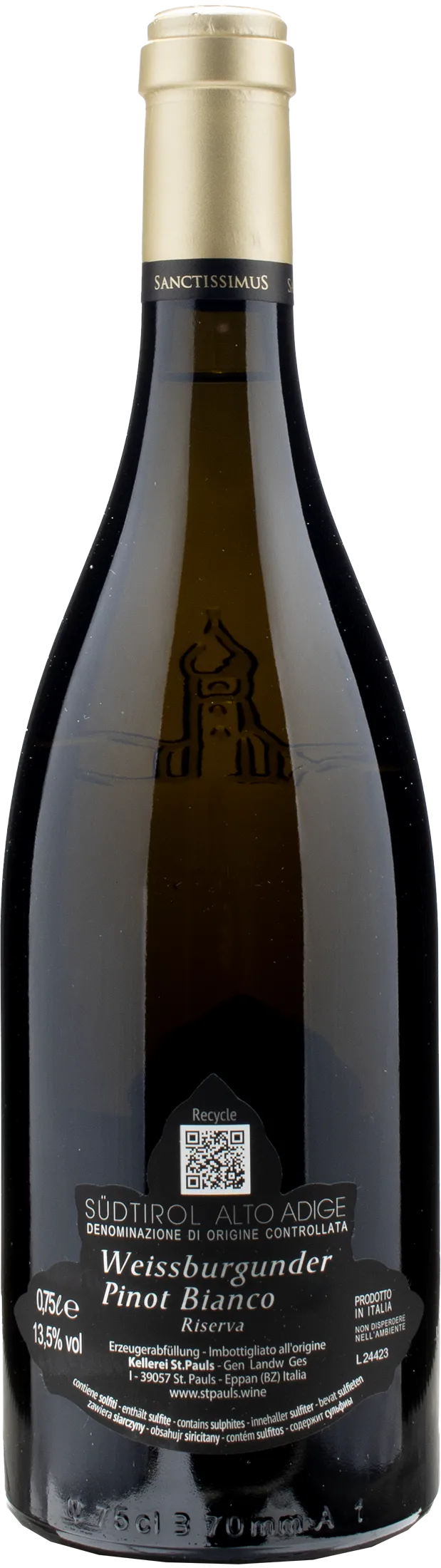 Kellerei St Pauls Pinot Bianco Sanctissimus Riserva 2019