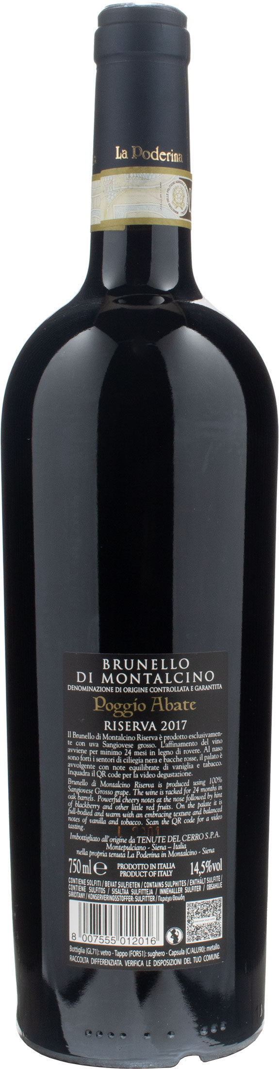 La Poderina Brunello Montalcino Poggio Abate Riserva 2017