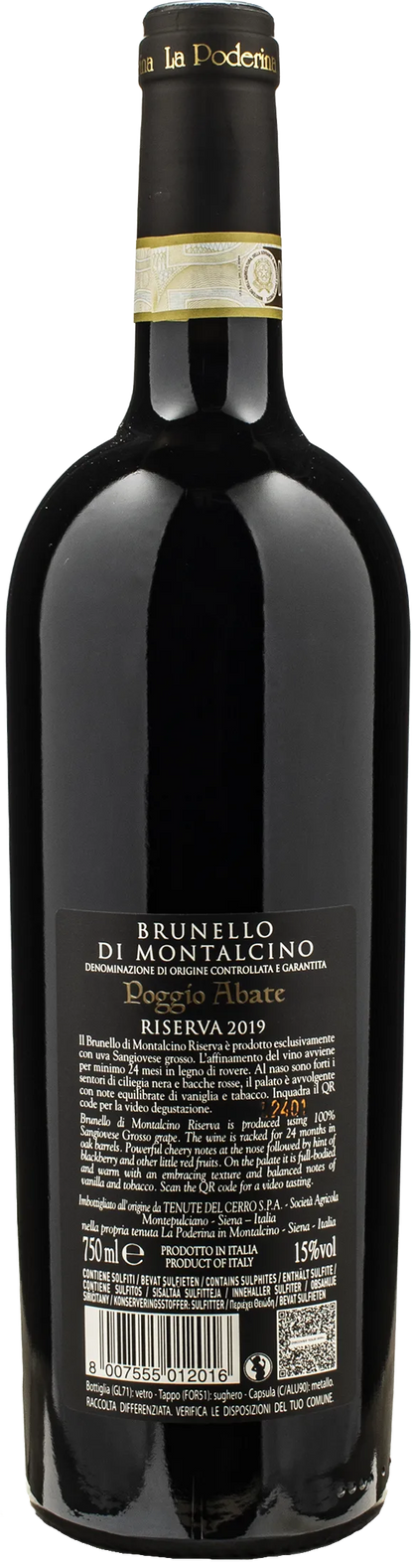 La Poderina Brunello Montalcino Riserva Poggio Abate 2019