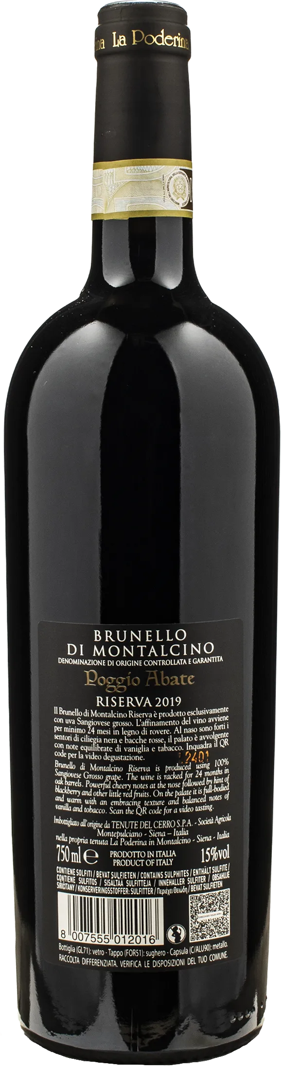 La Poderina Brunello Montalcino Riserva Poggio Abate 2019