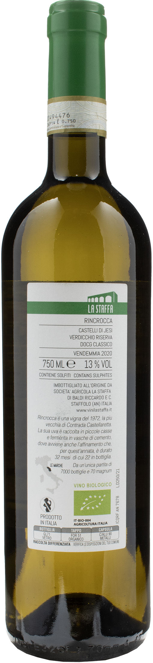 La Staffa Castelli di Jesi Verdicchio Classico Rincrocca Riserva 2020
