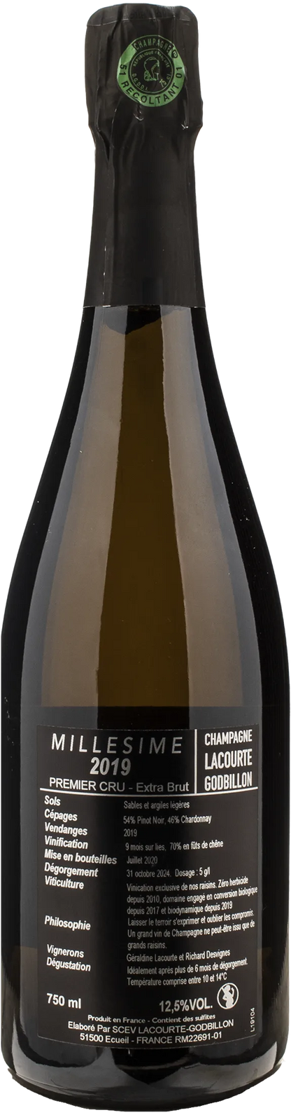 Lacourte Godbillon Champagne 1er Cru Extra Brut Millesime 2019