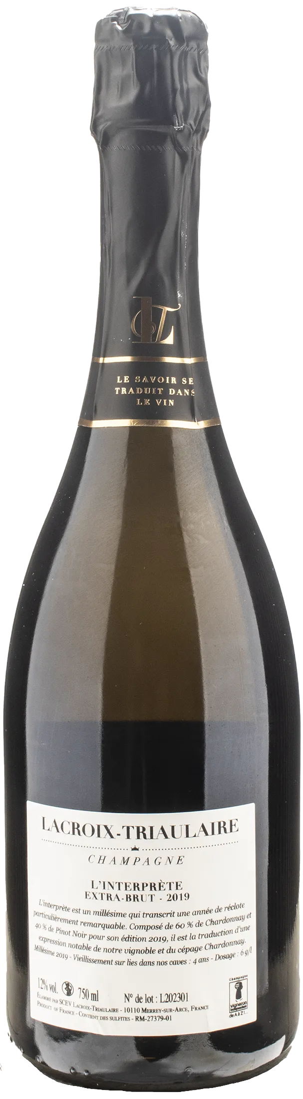 Lacroix Triaulaire Champagne L'Interprete Extra Brut 2019