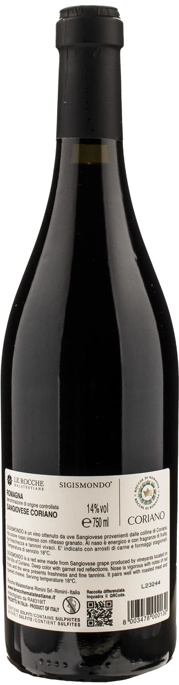 Le Rocche Malatestiane Sangiovese Coriano Sigismondo 2022