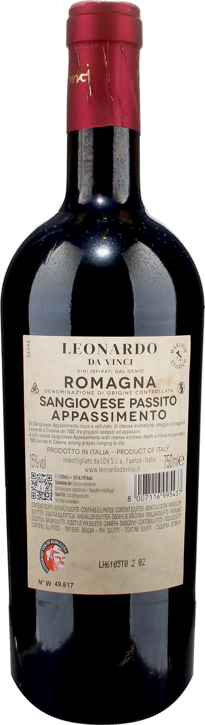 Leonardo da Vinci 1502 Sangiovese Passito Uve Portate a Cesena 2024