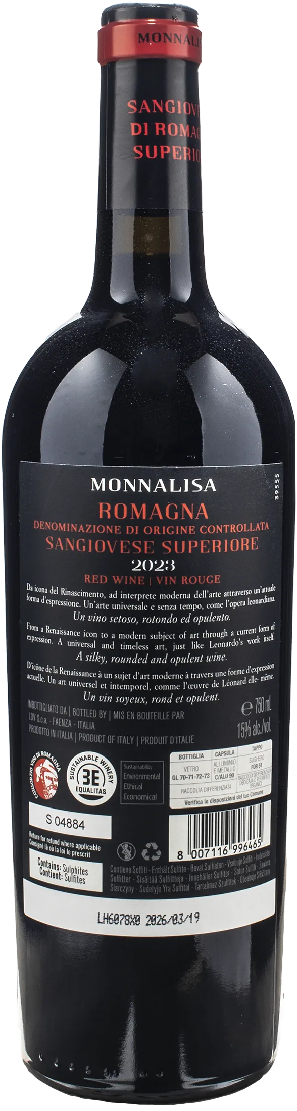 Leonardo da Vinci Monnalisa Romagna Sangiovese Superiore 2023