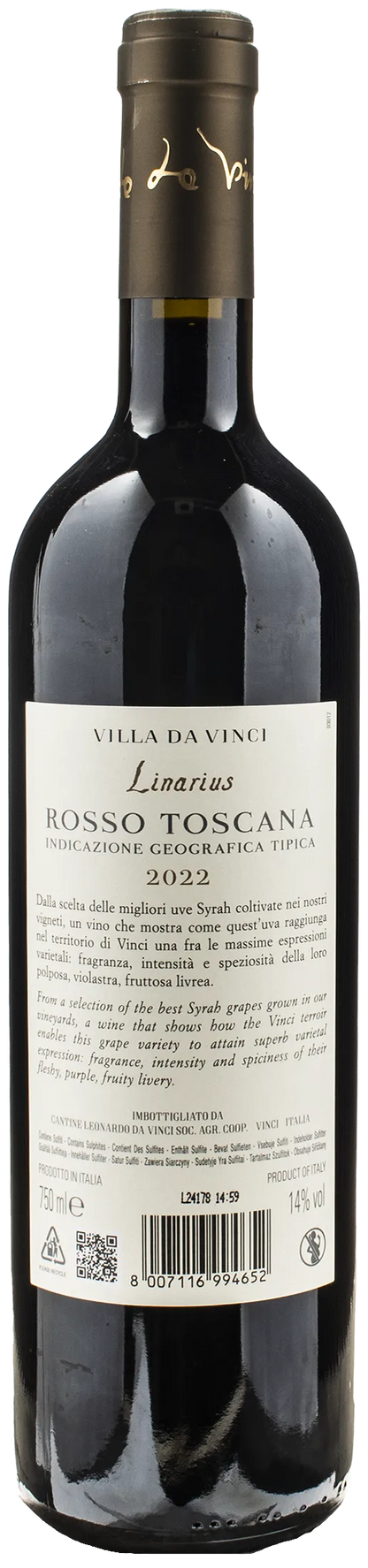 Leonardo da Vinci Villa da Vinci Syrah Linarius 2022