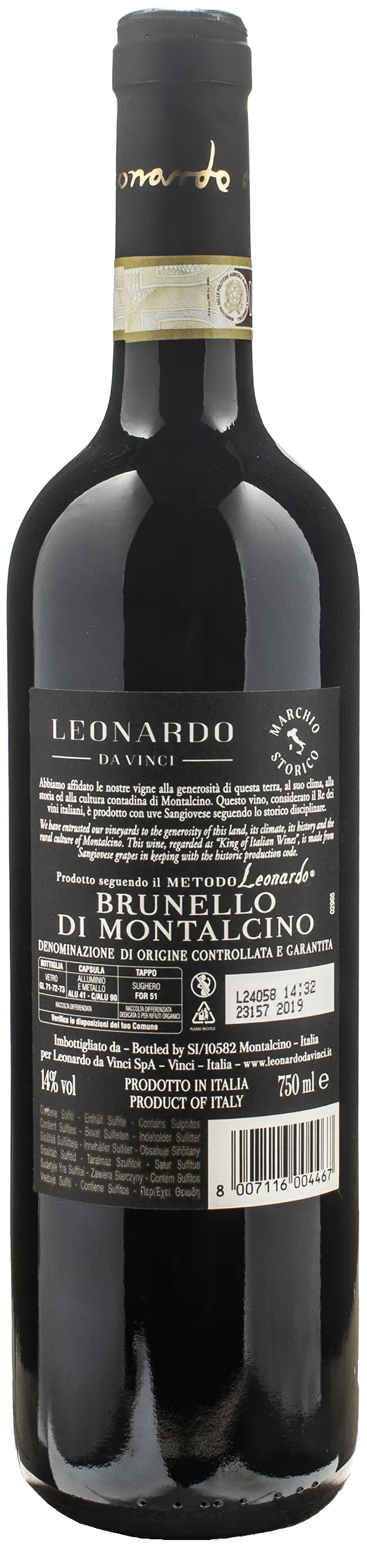 Leonardo da Vinci Vitruviano Brunello di Montalcino 2019