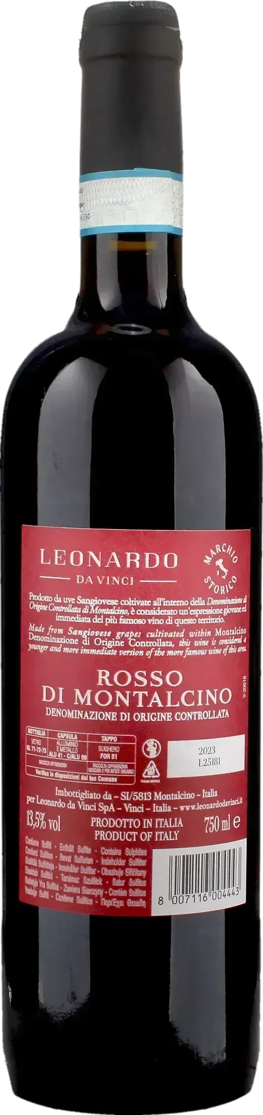 Leonardo da Vinci Vitruviano Rosso Montalcino 2023